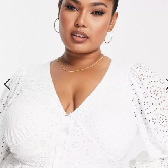 NWT Asos River Island Plus broderie midi smock dress in white - Picture 2 of 3